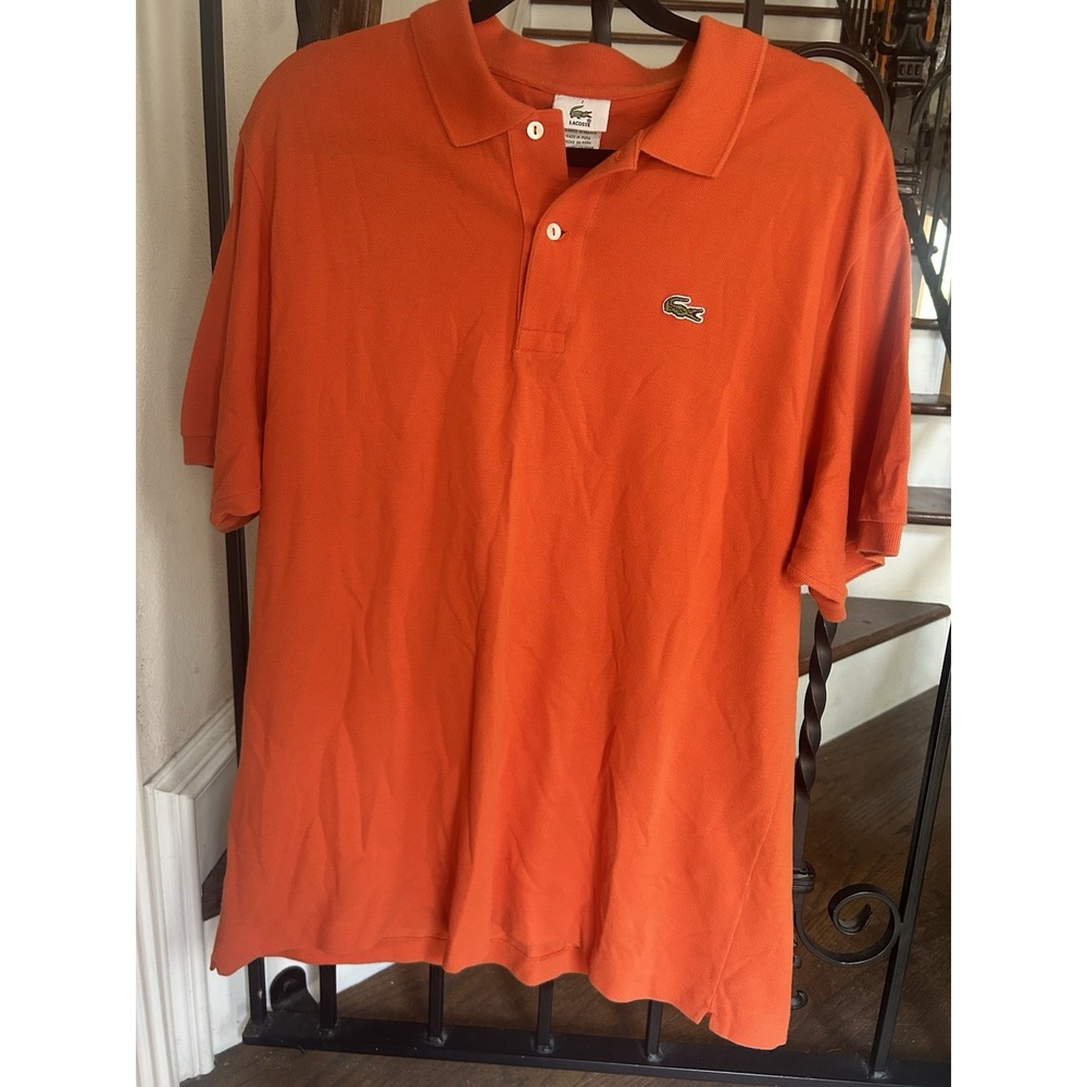 Men's Size 7 XL Lacoste Polo Shirt Short Sleeves Orange Pullover